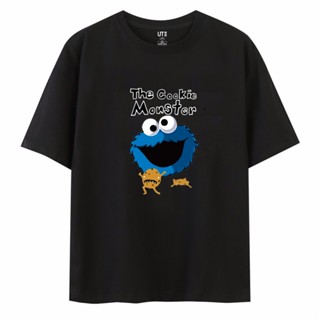 Uniqlo เสื้อยืดแขนสั้นลําลอง คอกลม ผ้าฝ้ายแท้ ทรงหลวม ลายชื่อ Sesame Street สําหรับผู้ชาย และผู้หญิง 2022