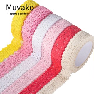 Muvako เทปผ้าลูกไม้ 0.7 นิ้ว X5.9 ฟุต 5 สี สําหรับตกแต่งสมุดภาพ งานฝีมือ diy 5 ม้วน