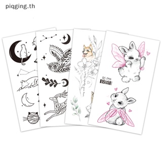 Piqging สติกเกอร์รอยสักชั่วคราว ลายสัตว์ สีดํา สําหรับผู้ชาย และผู้หญิง