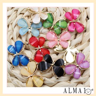 Alma 10 ชิ้น กระจกสี ผีเสื้อ ที่มีสีสัน โลหะผสม เครื่องประดับ อุปกรณ์เสริม