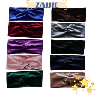 Zaijie24 ที่คาดผม ผูกปมกว้าง สีพื้น เครื่องประดับผม ที่คาดผม ผู้หญิง แต่งหน้า ที่คาดผม