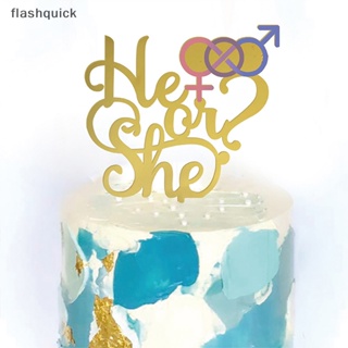 Flashquick She Or He ป้ายธงอะคริลิค สําหรับตกแต่งเค้กวันเกิด