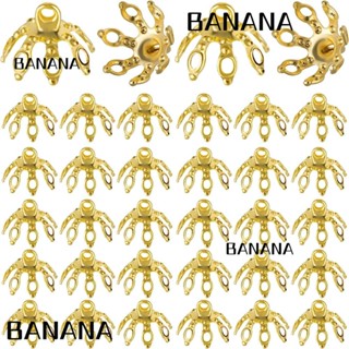 Banana1 ฝาครอบลูกปัด รูปดอกไม้ ทองเหลือง ยาว 0.4 นิ้ว (10 มม.) กว้าง 0.4 นิ้ว (10 มม.) 120 ชิ้น