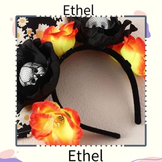 Ethel1 ที่คาดผม มงกุฎ ดอกกุหลาบประดิษฐ์ ลูกไม้ สีดํา คุณภาพสูง สําหรับคอสเพลย์