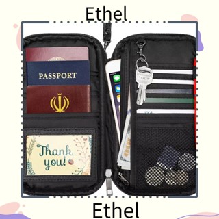 Ethel1 กระเป๋าสตางค์หนัง แบบพกพา สําหรับใส่หนังสือเดินทาง บัตรเครดิต RFID