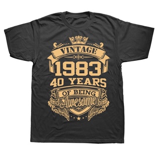 เสื้อยืดแขนสั้น พิมพ์ลายกราฟฟิค Novelty 1983 40 Years Of Being Awesome 40th สไตล์วินเทจ แฟชั่นฤดูร้อน สําหรับผู้ชาย