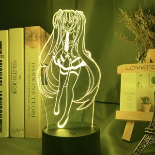 โคมไฟกลางคืน LED รูปการ์ตูนอนิเมะ Hatsune Miku สีรุ้ง ชาร์จ USB สําหรับตกแต่งบ้าน