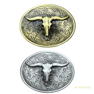 Ivy Cowboy Bull Head Belt Buckle บุคลิกภาพโลหะรูปไข่หัวเข็มขัดสําหรับ DIY เข็มขัด