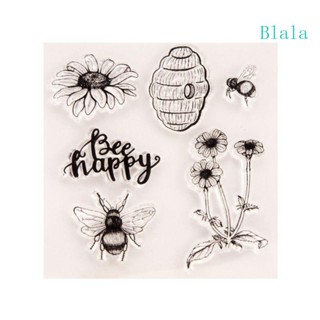 Blala แสตมป์ซิลิโคนใส ลายดอกไม้ สําหรับตกแต่งสมุดภาพ อัลบั้มรูป DIY