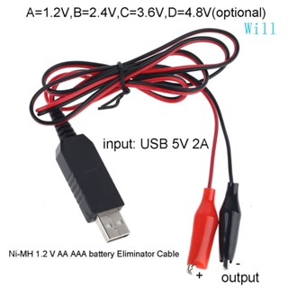 Will พาวเวอร์ซัพพลาย USB 5V เป็น 1 2V 2 4V 3 6V 4 8V 1 2V Ni-MH แบบเปลี่ยน 1-4 ชิ้น