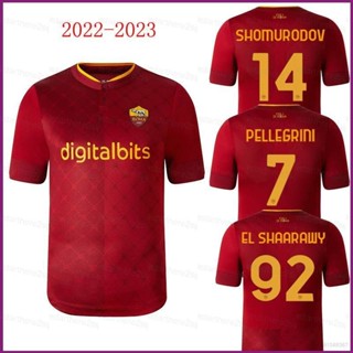 เสื้อกีฬาแขนสั้น คอกลม ลายทีมชาติฟุตบอล NP2 2022-2023 AS Roma Shaarawy Shomurodov Pellegrini สําหรับผู้ชาย และผู้หญิง PN2