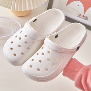 Ayuer รองเท้าแตะ Crocs พื้นนิ่ม กันลื่น สีพื้น สําหรับผู้ชาย และผู้หญิง ไซซ์ 36-45