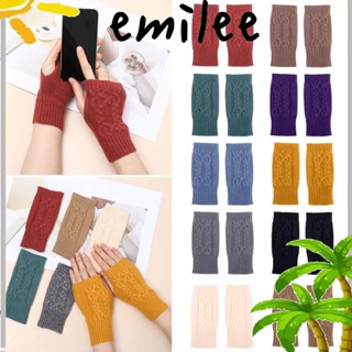 Emilee ถุงมือผ้าฝ้ายถัก ผ้าวูล ไร้นิ้ว สีพื้น สําหรับผู้หญิง และผู้ชาย