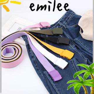 Emilee เข็มขัดผ้าใบถัก ยืดหยุ่น ทนต่อการเสียดสี เข้ากับทุกการแต่งกาย แฟชั่นสําหรับผู้ชาย และผู้หญิง