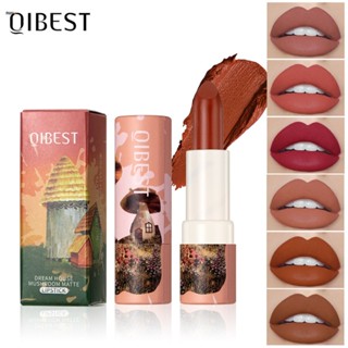 Qibest Moisturizing Matte New Color Lipstick ลิปสติก หมอกกำมะหยี่ไม่ใช่เรื่องง่ายที่จะลดสี ลิปสติกสีนู้ดติดทนนาน nuuo