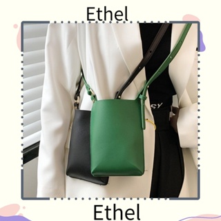 Ethel1 กระเป๋าสะพายไหล่ กระเป๋าถือ หนัง PU สีพื้น น้ําหนักเบา แฟชั่นสําหรับสตรี