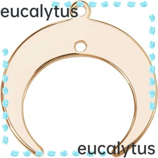 Eucalytus1 ต่างหูทองเหลือง ชุบทอง 18K รูปดวงจันทร์คู่ แฮนด์เมด