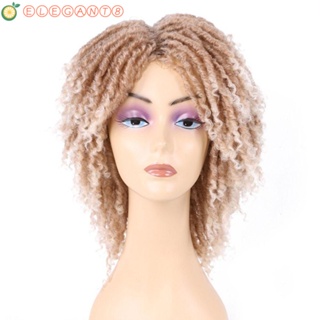 Aelegant Afro Kinky วิกผมสั้น หยิกสังเคราะห์ สีน้ําตาล ไล่โทนสี ทนความร้อน สําหรับผู้ชาย