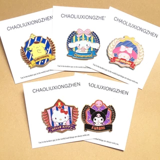 Sanrio เข็มกลัดโลหะ รูปการ์ตูนสุนัข Kulomi Cinnamon น่ารัก เครื่องประดับ สําหรับนักเรียน กระเป๋า