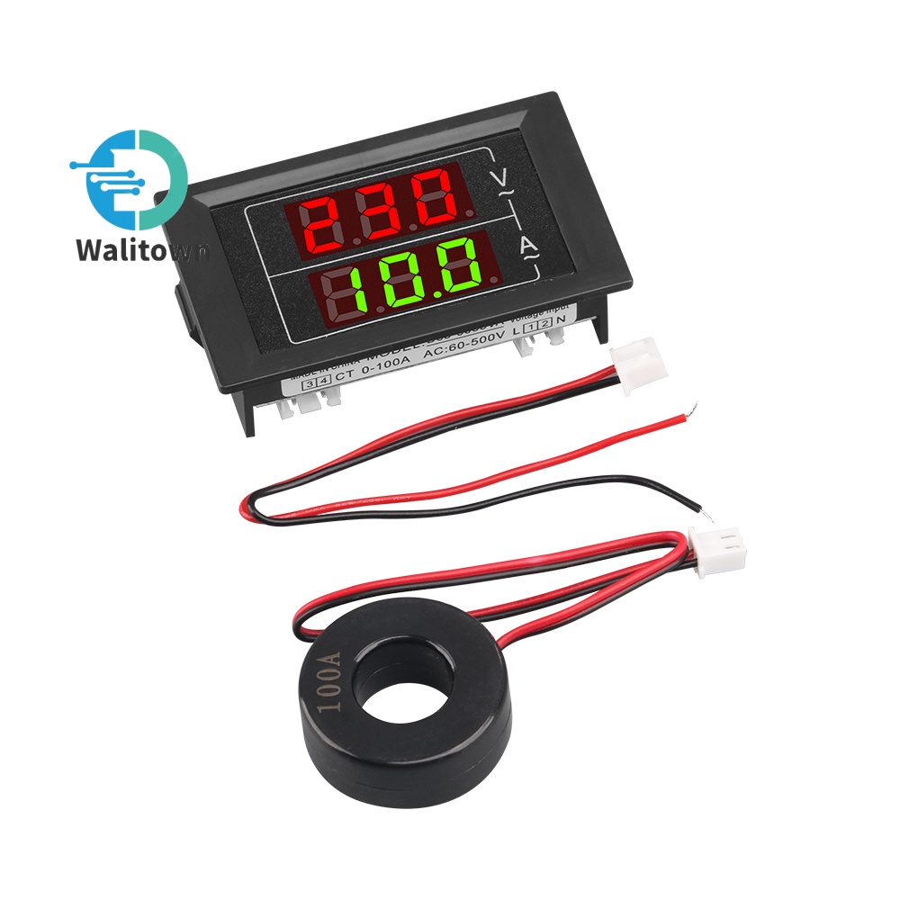 Ac 80-260V 100A เครื่องวัดแรงดันไฟฟ้า แอมมิเตอร์ โวลต์มิเตอร์ มัลติมิเตอร์ จอแสดงผล LCD ดิจิทัล พร้อมแกนแยกหม้อแปลง CT อเนกประสงค์