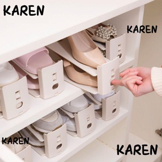 Karen ชั้นวางรองเท้า แบบสองชั้น ทนทาน ปรับได้ สีพื้น สําหรับบ้าน