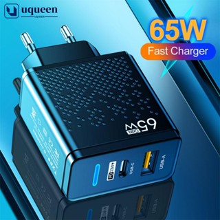 Uqueen อะแดปเตอร์ชาร์จแล็ปท็อป USB Type C 65W GaN PD 33W แบบพกพา G5I3