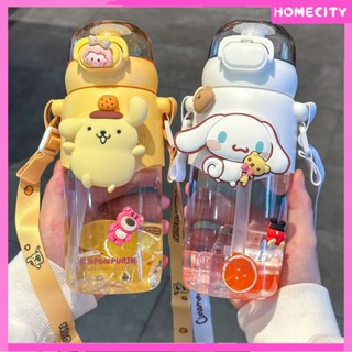 [Ready] [พร้อม] 600มิลลิลิตร Sanrio เครื่องดื่มคู่ถ้วยความจุขนาดใหญ่ถ้วยน้ำฟางหญิงความงามสูงเปิดปิดผนึกพลาสติกของขวัญนักศึกษาเครื่องใช้ในบ้าน