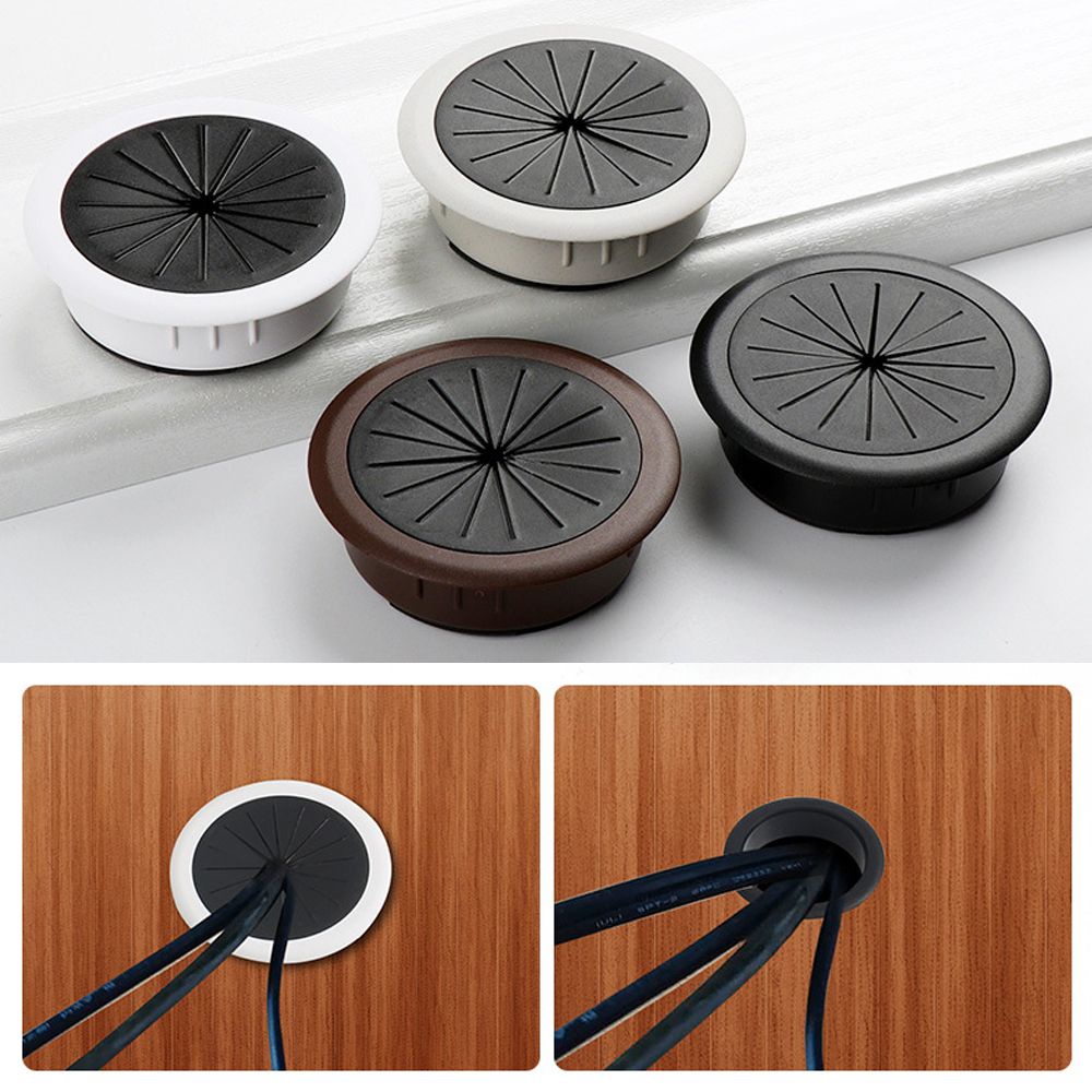 60 มม.โต๊ะสายไฟ Grommet ลวดฝาครอบ/สาย Outlet Port Threading กล่อง/Grommet สายไฟ Tidy ท่อปลั๊กสําหรับโต๊ะคอมพิวเตอร์สํานักงานตารางสาย Organizer