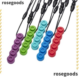 Rosegoods1 สร้อยคอเคี้ยว เด็กผู้ชาย ซิลิโคน บล็อกตัวต่อ ของเล่นเคี้ยว