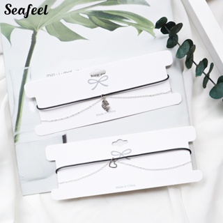 Seafeel สร้อยคอโชคเกอร์ สองชั้น เรียบง่าย เครื่องประดับแฟชั่น สําหรับผู้หญิง