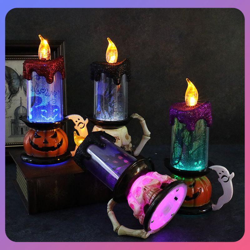 ☛ Halloween Glowing Candles Decoration Skull Pumpkin Candle Lamp High-value Led Light Up Candles High Quality Decoration srlive