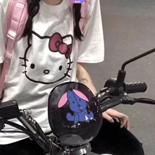 เสื้อยืดคอกลม แขนสั้น พิมพ์ลายการ์ตูนอนิเมะ Sanrio Hello Kitty สไตล์ญี่ปุ่น ทรงหลวม โอเวอร์ไซซ์ สําหรับผู้หญิง [RAIN]