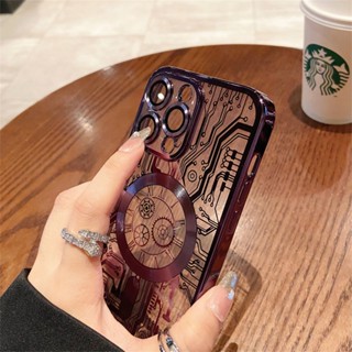 เคสโทรศัพท์มือถือ TPU นิ่ม กันกระแทก ชุบไฟฟ้า ลายดึงดูดแม่เหล็ก สําหรับ iPhone14 13 12 11Pro Max 14