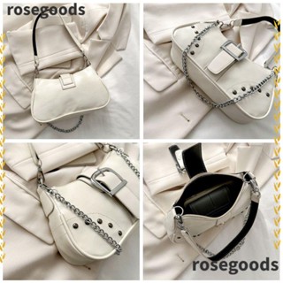 Rosegoods1 กระเป๋าสะพายไหล่ หนัง PU ประดับหมุด หรูหรา สไตล์พังก์