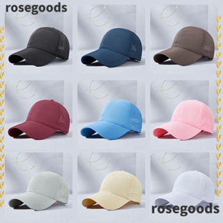 Rosegoods1 หมวกเบสบอล ระบายอากาศ แห้งเร็ว ปรับได้ หมวกตาข่ายธรรมดา