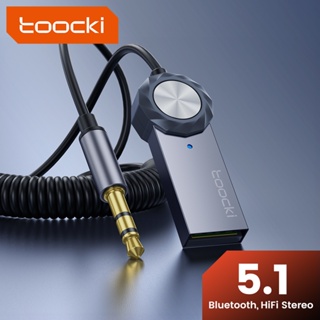 Toocki อะแดปเตอร์รับสัญญาณเสียงบลูทูธไร้สาย 5.1 AUX Usb เป็นแจ็คไมโครโฟนแฮนด์ฟรี 3.5 มม. สําหรับรถยนต์