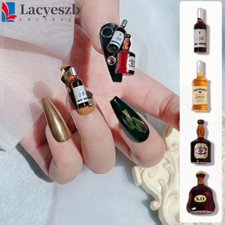 Lacyeszb เครื่องประดับ รูปขวดไวน์แดงน่ารัก หรูหรา ขนาดเล็ก สําหรับตกแต่งเล็บ DIY