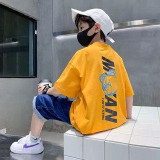 ✨【พร้อมส่ง】เสื้อยืดคอกลม แขนสั้น พิมพ์ลายการ์ตูนตัวอักษร 1-12 ปี ทรงหลวม สุดเท่ แฟชั่นฤดูร้อน สําหรับเด็กผู้ชายวัยกลางคน และเด็กโต