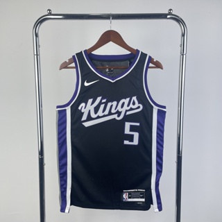 เสื้อกีฬาบาสเก็ตบอล ลายทีม Sacramento Kings เบอร์ 0 23-24 สีดํา #5 เสื้อกีฬาแขนกุด ลายสุนัขจิ้งจอก สําหรับผู้ชาย