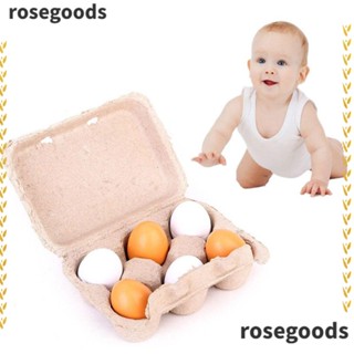 Rosegoods1 ไข่ปลอมไม้ ไข่แดง ของเล่นเสริมการเรียนรู้ สําหรับเด็ก 6 ชิ้น