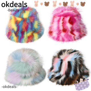 Okdeals หมวกชาวประมง แฟชั่นฤดูหนาว ขนปุย พับได้