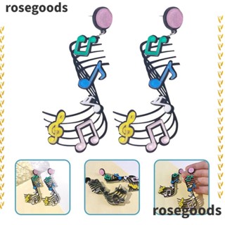 Rosegoods1 ต่างหูอะคริลิค รูปตัวโน้ตดนตรี หลากสีสัน สําหรับผู้หญิง