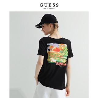 Guess เสื้อยืด คอกลม แขนสั้น พิมพ์ลาย สไตล์คลาสสิก แฟชั่นสําหรับผู้หญิง