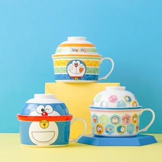 [Doraemon] ชุดจานชามเซรามิค พร้อมฝาปิด ของใช้บนโต๊ะอาหาร