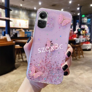 พร้อมส่ง เคสโทรศัพท์มือถือเจล ปิดด้านหลัง ลายผีเสื้อ ประดับกลิตเตอร์ดาว พลอยเทียม วิบวับ สําหรับ OPPO A78 A58 4G A98 Reno 10 Pro+ Reno10 Pro Plus 5G 2023 OPPOA78