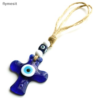 Flymesit พวงกุญแจ จี้รูปตาชั่วร้าย สีฟ้า สําหรับแขวนตกแต่งรถยนต์