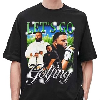 เสื้อยืดคอกลม พิมพ์ลาย Lets Go Golfing God Did D.J Khaled Golfing สีดํา 2023 xs-3xl