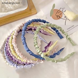 Shakangcool ที่คาดผม แบบจับจีบ น่ารัก สไตล์เกาหลี หวานแหวว สีพื้น เครื่องประดับแฟชั่น สําหรับผู้หญิง SGL