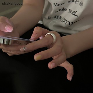 Shakangcool แหวนนิ้วมือ รูปไข่ ขนาดใหญ่ สีเงิน สไตล์วินเทจ เรียบง่าย ปรับได้ เครื่องประดับ สําหรับผู้หญิง ของขวัญวันเกิด SGL