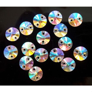 50pcs Clear Crystal Ab Round Shape Flatback Acrylic Sew On Rhinestone Embellishment Crafts Clearance sale